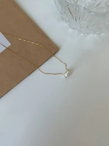 1 Collar De Moda De Aleación De Titanio Decorado Con Perlas Sintéticas Para Mujer. Decoración Diaria