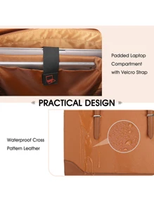 Laptop Bag For Women 15.6 Inch Laptop Tote Bag Large Capacity Work Bag Waterproof Leather Office Briefcase Lightweight Business Computer Tote Bag Fashion Shoulder Bag Handbag - 棕色 - 查看 6