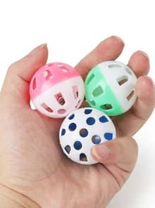 5入組隨機顏色貓玩具自娛自樂鈴球鏤空互動寵物玩具球帶貓聲音 - 彩色 - 查看 2