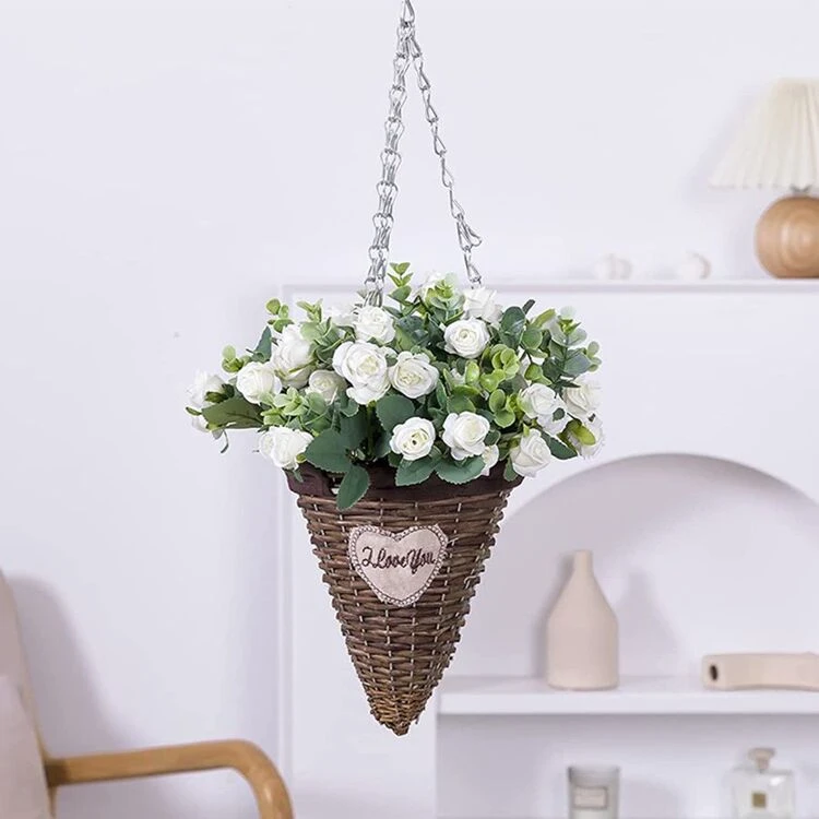 1/2/3/4/5/6pcs10Heads Artificial Flower Silk Rose White Eucalyptus Leaves Peony Bouquet Fake Flower For Wedding Table Party Vase Home Decor - White - View 4
