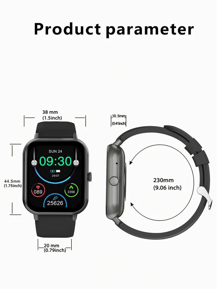 WEOFLY 1pc Dây đeo silicon màu đen Kiểu dáng thể thao Chống nước Theo dõi nhịp tim Theo dõi giấc ngủ Điều khiển phát nhạc Vỏ đồng hồ màu đen Đồng hồ thông minh, tương thích với Iphone Android - màu đen - Xem 10