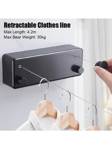 Tendedero retráctil de 4,2 m, tendedero de acero de doble capa, colgador de ropa, tendedero para exteriores e interiores - Plateado - Ver 6