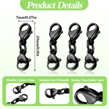 Lobster Clasp Extender With Double Claws For Bracelet & Necklace, Shortener For Diy Jewelry Making - Black - View 2