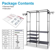 Clothes Rack Heavy Duty Wardrobe Hanger Garment Storage Stand Closet Organizer - Black - View 6