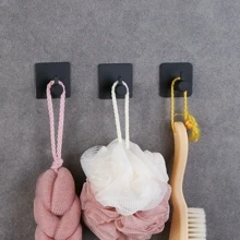 6件套免打孔不锈钢浴室配件套装，包括毛巾杆、卫生纸架、壁挂式挂钩、衣帽钩、衣帽钩，适用于浴室五金套装浴室收纳用品浴室装饰夏季返校季 - 黑色 - 查看 4