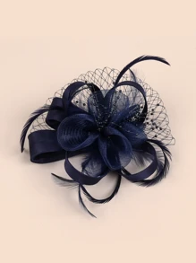 女士迷人羽毛茶会帽发夹别针胸花新娘德比帽鸡尾酒婚礼