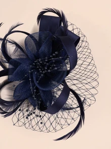 女士迷人羽毛茶会帽发夹别针胸花新娘德比帽鸡尾酒婚礼