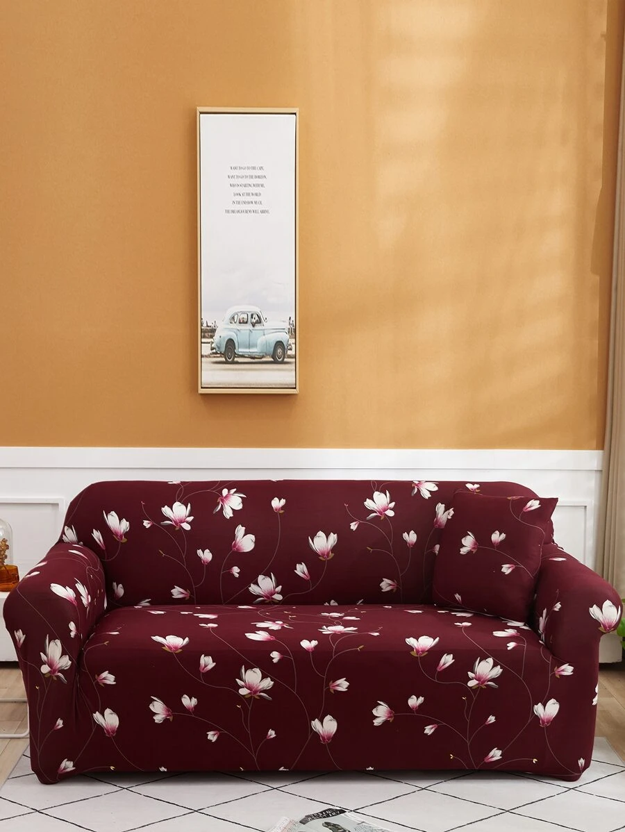Bọc Ghế Sofa Lụa Sữa Bọc Hoàn Toàn Chống Bụi Với Một Vỏ Gối Phù Hợp Làm Quà Tặng - Màu Đỏ Sâu - Xem 1