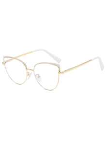 1件装女士不锈钢猫眼弹簧铰链时尚透明眼镜配件