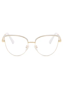 1件装女士不锈钢猫眼弹簧铰链时尚透明眼镜配件