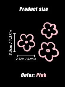 3入組花朵圖案防水汽車貼紙 - 粉色 - 查看 3