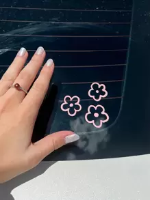 3入組花朵圖案防水汽車貼紙 - 粉色 - 查看 1