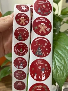 TYFYO 1roll Christmas Pattern Gift Sticker,Christmas - Multicolor - View 7