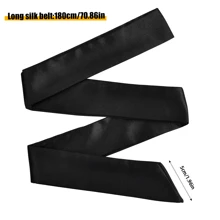 Women Satin Sash Belts, Bridal Wedding Satin Sash Belt, Bow Knot Decorated Waist Belt, Long Sash Dress Belt for Women, Wedding Bridesmaid Sash Dress Belt, Vintage Waist Band for Dress, Black - Black - View 2