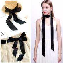 Women Satin Sash Belts, Bridal Wedding Satin Sash Belt, Bow Knot Decorated Waist Belt, Long Sash Dress Belt for Women, Wedding Bridesmaid Sash Dress Belt, Vintage Waist Band for Dress, Black - Black - View 7