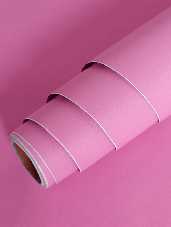 1入組粉色厚啞光質感紋理自黏式家庭裝飾牆紙適用於房間裝修