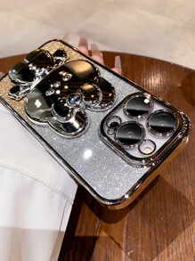 Silver Y2k Rabbit Decor Glitter Phone Case Kawaii - Silver - View 2