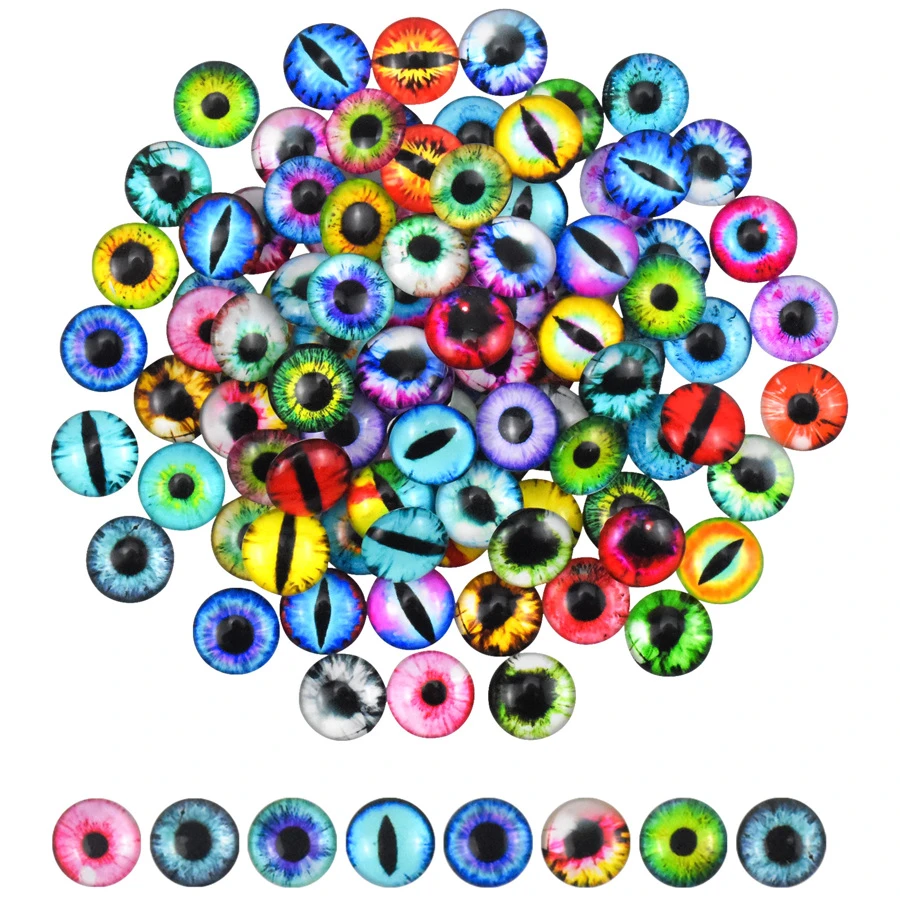 圓形玻璃眼睛,100入組12mm,龍貓眼,小玩偶眼睛工藝,玩偶眼睛,玻璃眼睛適用於玩偶,玻璃圓頂眼睛,眼睛圖案凸圓形,木偶玩偶工藝,玩偶針織,柔軟玩具,動物眼睛製作 - 彩色 - 查看 1