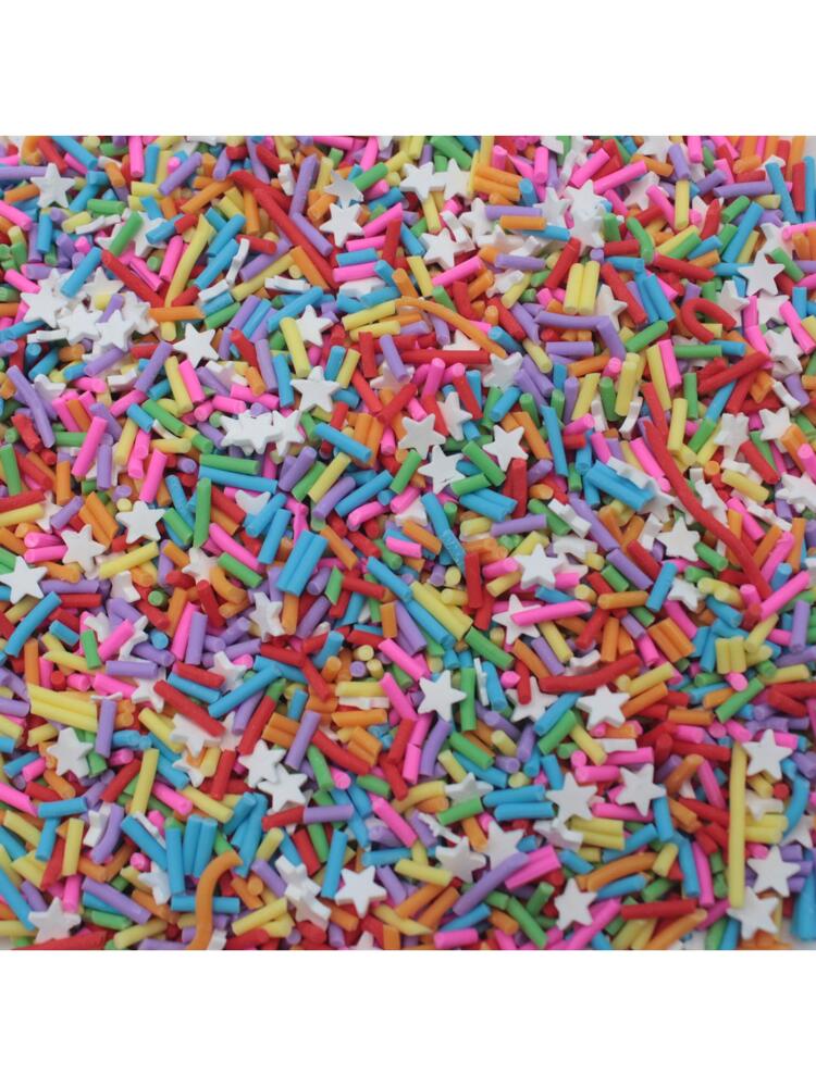 20g/piece Polymer Clay Slices For Diy Jewelry Making, Mixed Color Long Sugar Beads And Pentagram Design