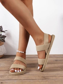 新款夏季時尚女式涼鞋，時尚米色交叉帶拖鞋，沙灘和夏威夷風格戶外鞋