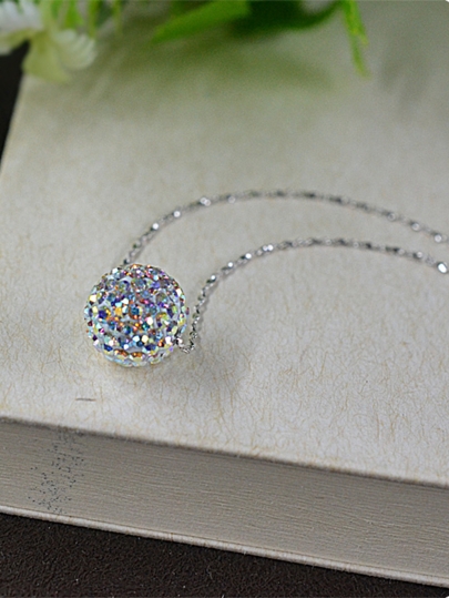 1 pezzo Collana pendente argento 925 brillante palla per da donna usura quotidiana