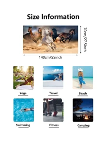 1pc Horse Animal Patterned Beach Towel For Summer - Multicolor - View 7