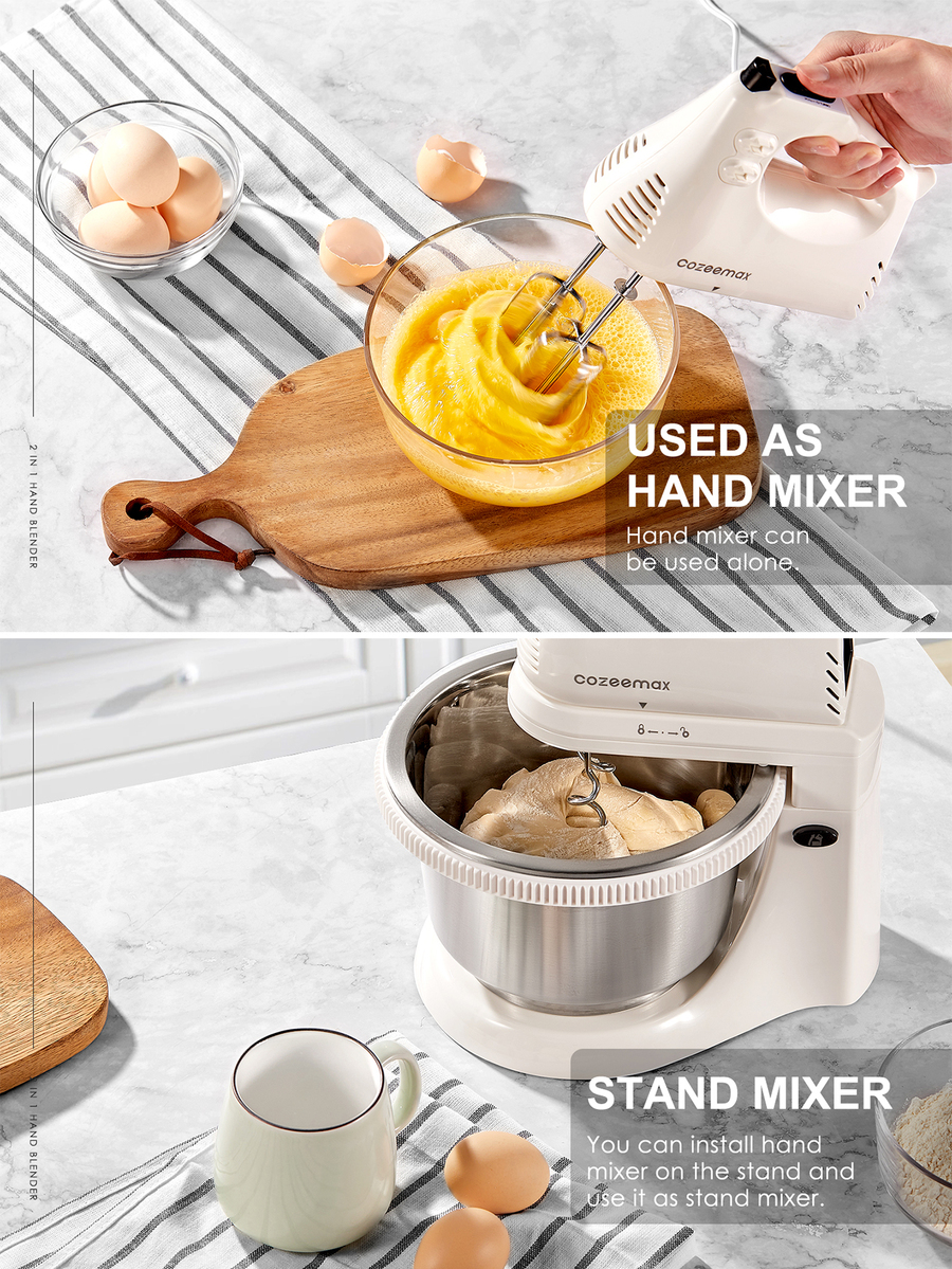 Cozeemax Stand Mixer, Electric Mixer for Daily Use, 3 Speed Stand Mixer