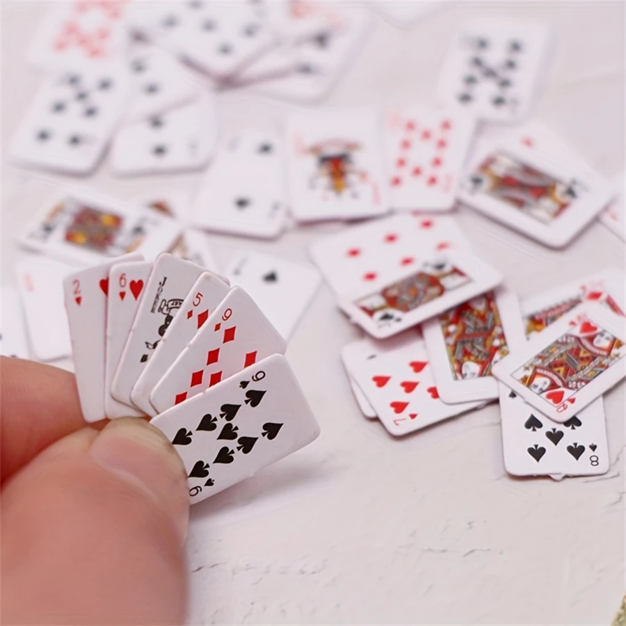 1set Miniature Poker Cards, Realistic Mini Poker Cards, Dollhouse ...