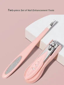 Bộ dao làm móng bao gồm dụng cụ tẩy biểu bì, dũa mài móng và dao làm móng - Hồng - Xem 1