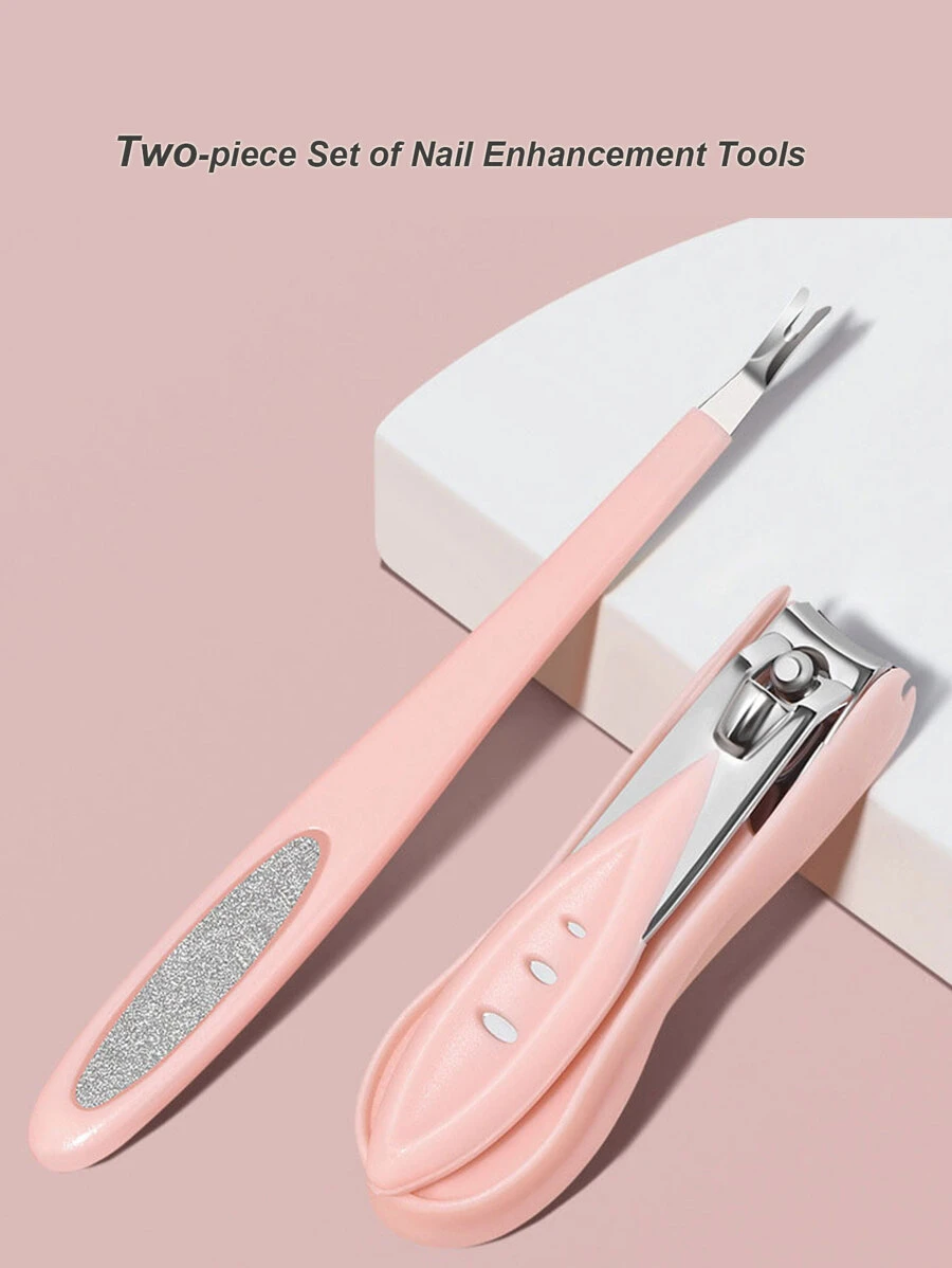 Bộ dao làm móng bao gồm dụng cụ tẩy biểu bì, dũa mài móng và dao làm móng - Hồng - Xem 1