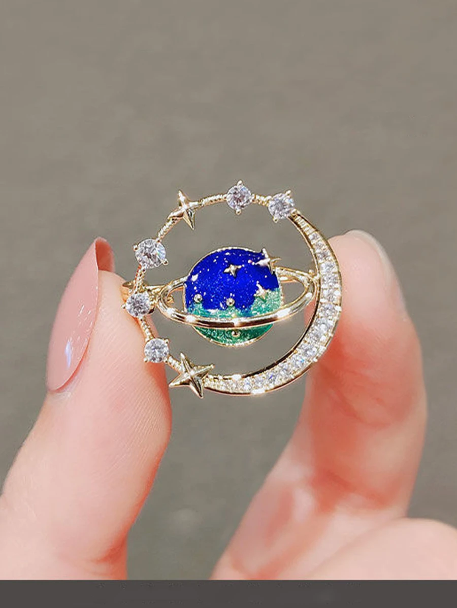 1Pc Dễ Thương Trái Đất Mặt Trăng Sao Thổ Cẩm Hành Tinh Xanh Chống Đi Lạc Pin Phối Khăn Thổ Cẩm - Nhiều màu - Xem 1