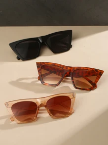 3 副塑料镜框猫眼眼镜，男女皆宜，适合街头、旅行、海滩、运动、驾驶、节日、电子音乐节、户外、夏季、家庭出游、优雅装扮、度假氛围、运动、派对、户外活动、街头风格、钓鱼、度假的时尚配饰