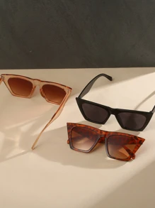 3 副塑料镜框猫眼眼镜，男女皆宜，适合街头、旅行、海滩、运动、驾驶、节日、电子音乐节、户外、夏季、家庭出游、优雅装扮、度假氛围、运动、派对、户外活动、街头风格、钓鱼、度假的时尚配饰