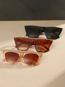 3 副塑料镜框猫眼眼镜，男女皆宜，适合街头、旅行、海滩、运动、驾驶、节日、电子音乐节、户外、夏季、家庭出游、优雅装扮、度假氛围、运动、派对、户外活动、街头风格、钓鱼、度假的时尚配饰