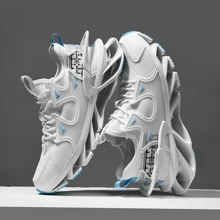 Giày thể thao nam có dây buộc phía trước họa tiết chữ cái, giày thể thao ngoài trời - trắng - Xem 1