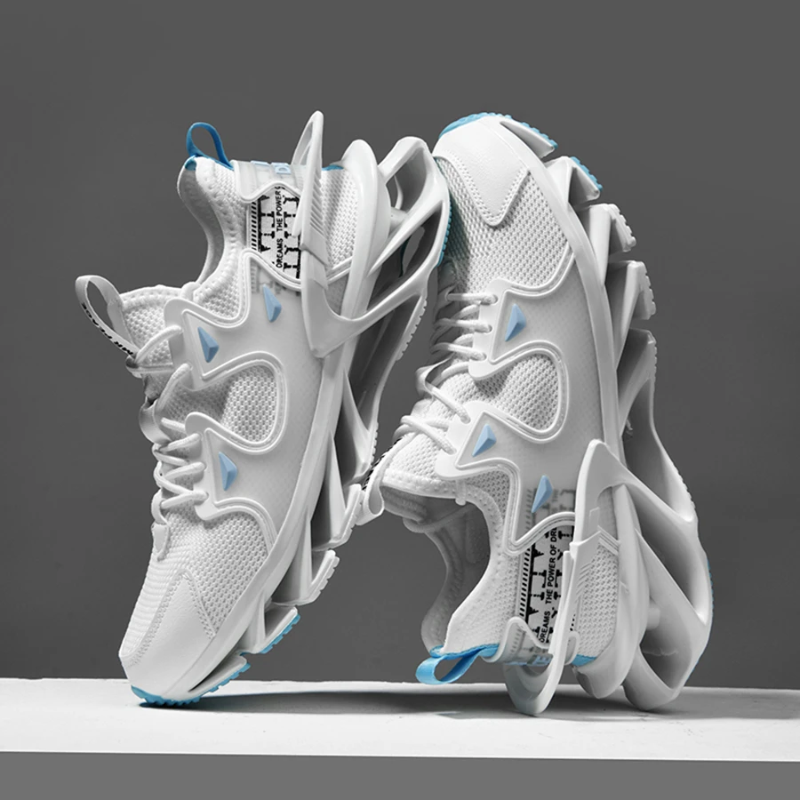 Giày thể thao nam có dây buộc phía trước họa tiết chữ cái, giày thể thao ngoài trời - trắng - Xem 1