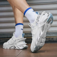 Giày thể thao nam có dây buộc phía trước họa tiết chữ cái, giày thể thao ngoài trời - trắng - Xem 4