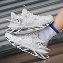 Giày thể thao nam có dây buộc phía trước họa tiết chữ cái, giày thể thao ngoài trời - trắng - Xem 2