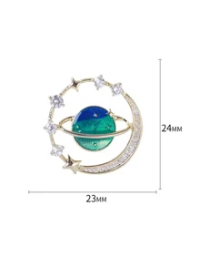 1Pc Dễ Thương Trái Đất Mặt Trăng Sao Thổ Cẩm Hành Tinh Xanh Chống Đi Lạc Pin Phối Khăn Thổ Cẩm - Nhiều màu - Xem 3