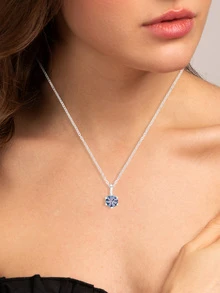 1入組極簡主義圓形仿亞歷山大變石吊墜素色925純銀項鍊變色六月生日石項鍊 - 銀色 - 查看 3