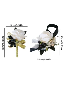1pc Artificial Flower Decor Party Wrist Corsage - Multicolor - View 6