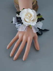1pc Artificial Flower Decor Party Wrist Corsage - Multicolor - View 2