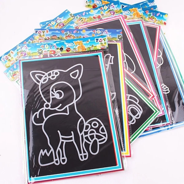 Decoración navideña - Set de 30 piezas de bloc de arte de rascar, material de cartón con lápiz de bambú para el aprendizaje y la educación de los niños, útiles escolares, pizarra, escuela, pizarra negra, vuelta al cole