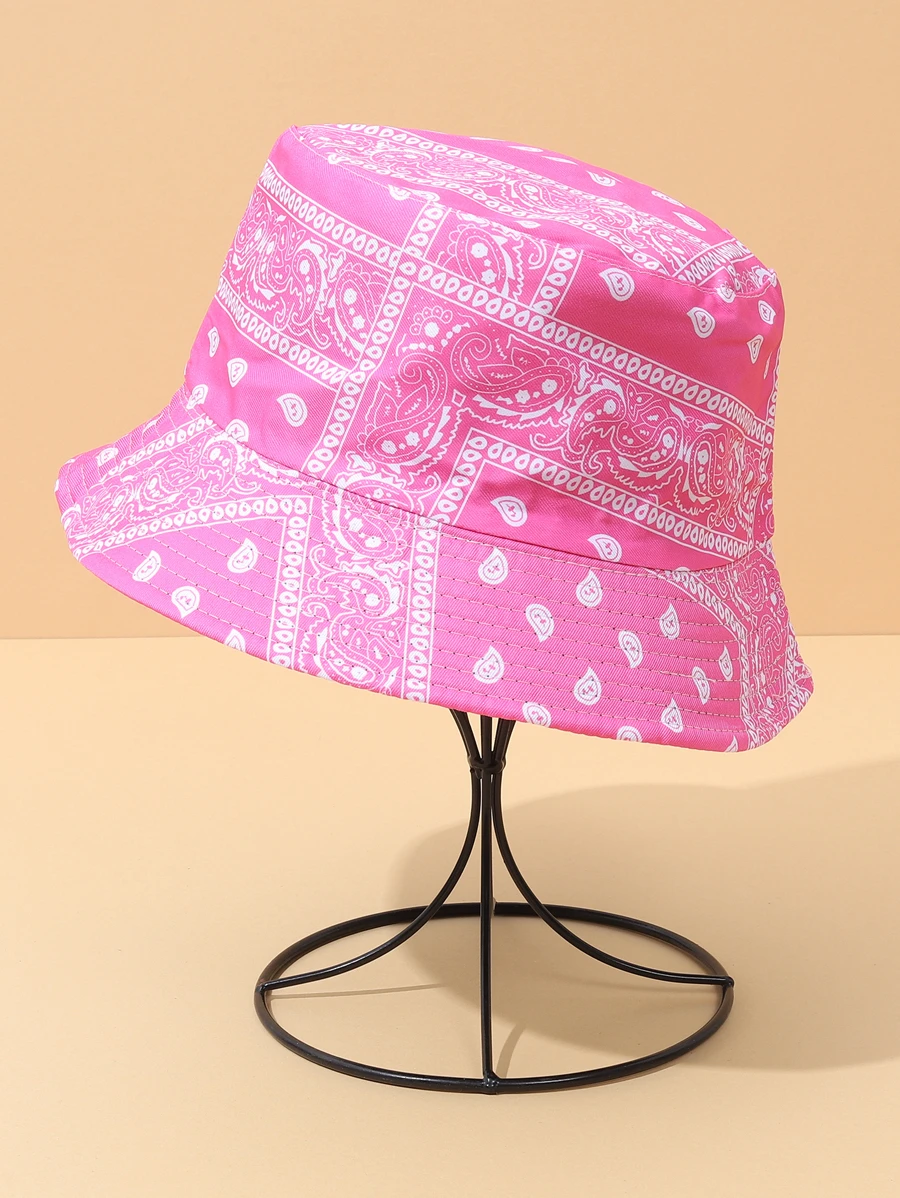 Sombrero cubo reversible con estampado de paisley - Rosa - Ver 1