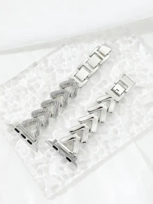 1 件女式银色时尚金属可拆卸手链表带 45/49/38/40/41/42/44 毫米，兼容 Apple Watch Ultra/SE/8/7/6/5/4/3/2/1 - 銀色 - 查看 4
