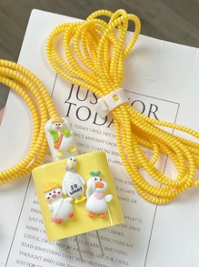 5入組鴨子裝飾數據線保護頭和充電頭套適用於iphone - 彩色 - 查看 2