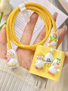 5入組鴨子裝飾數據線保護頭和充電頭套適用於iphone - 彩色 - 查看 1