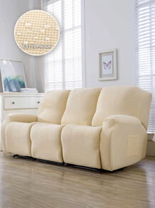 1pc Plain Sofa Slipcover - Beige - View 1