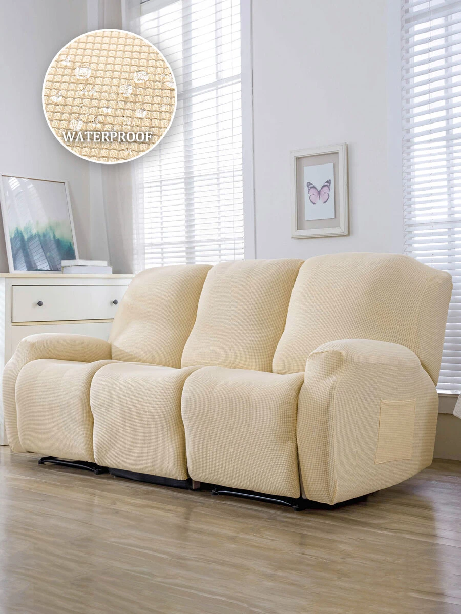 1pc Plain Sofa Slipcover - Beige - View 1