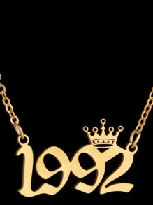 1件简约时尚女士复古嘻哈吊坠项链 - 金黃色 - 查看 3